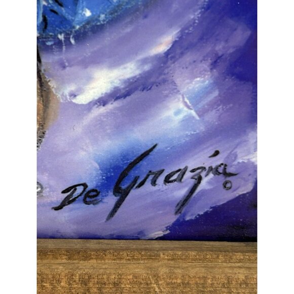 Ted De Grazia Vintage Native American Little Drummer Boy Art Tile Framed 8"x6" - Picture 7 of 12